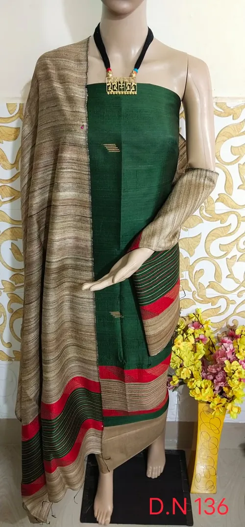 Traditional Tussar Dupion Silk Suit Material for Women